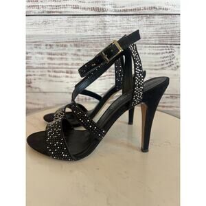 ALDO Agrausa heels are black studded high-heeled ankle strap sandals stilettos